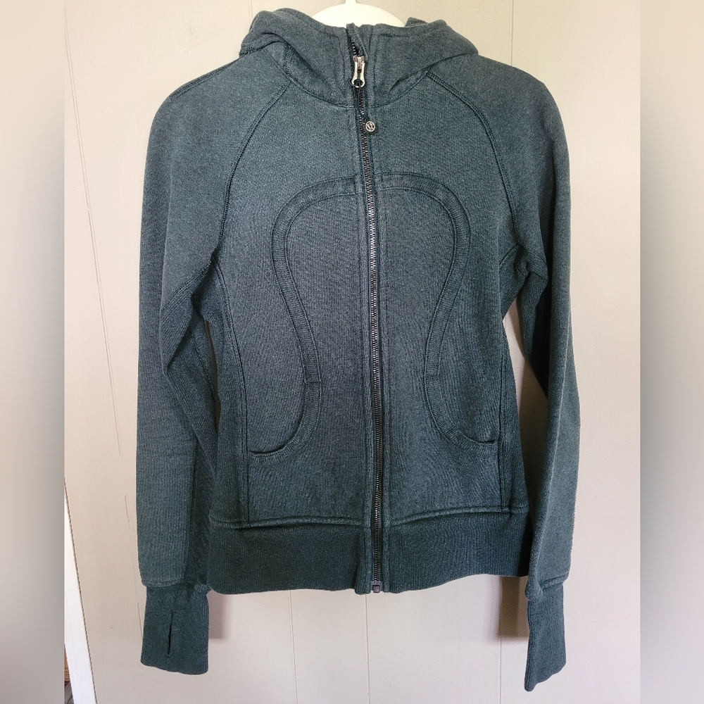 EUC Lululemon Scuba Hoodie II Heathered Fuel Green 4 - Picture 6 of 12